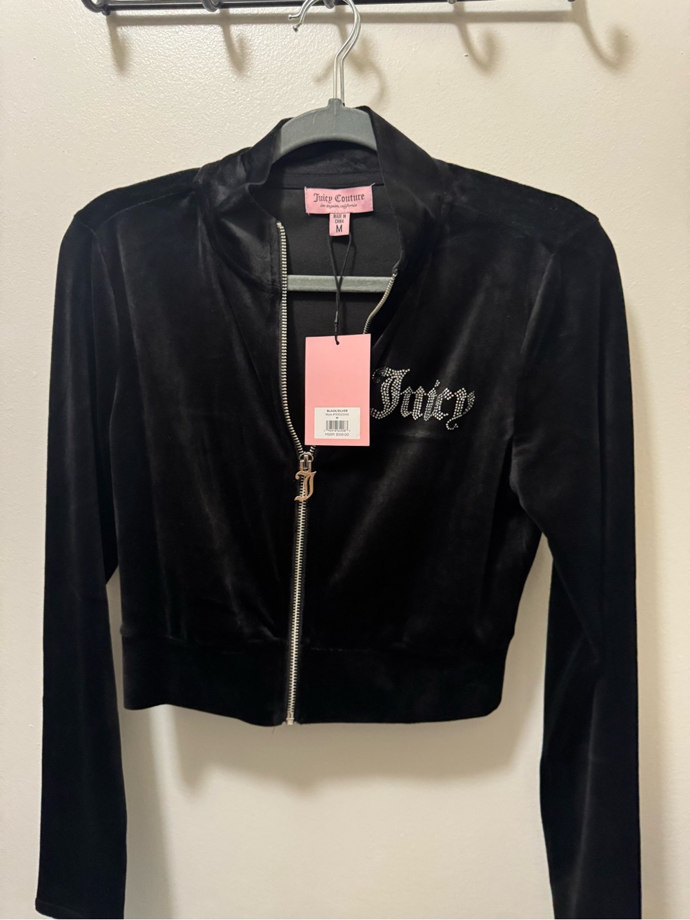 Juicy Couture Black Velour Rhinestone Jacket